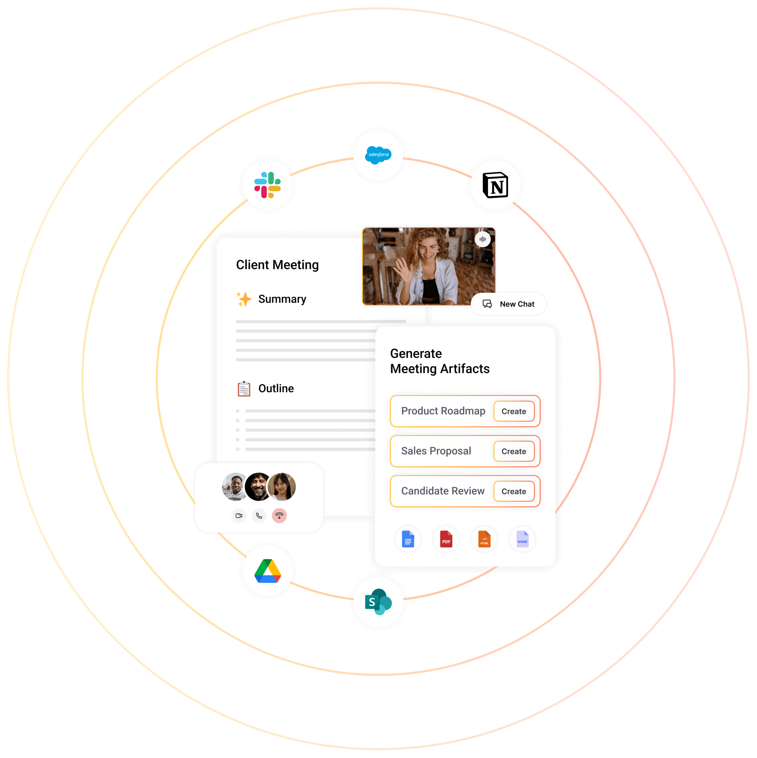Sembly AI meeting assistant generating notes and action items from a client meeting