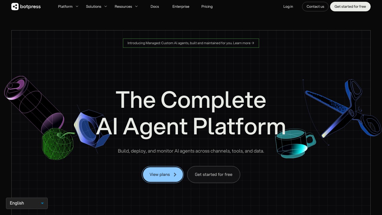 Botpress AI agent platform homepage