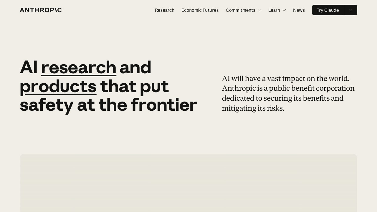 Anthropic Claude AI platform homepage