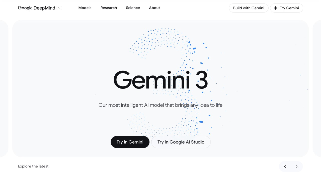Google Gemini AI platform homepage