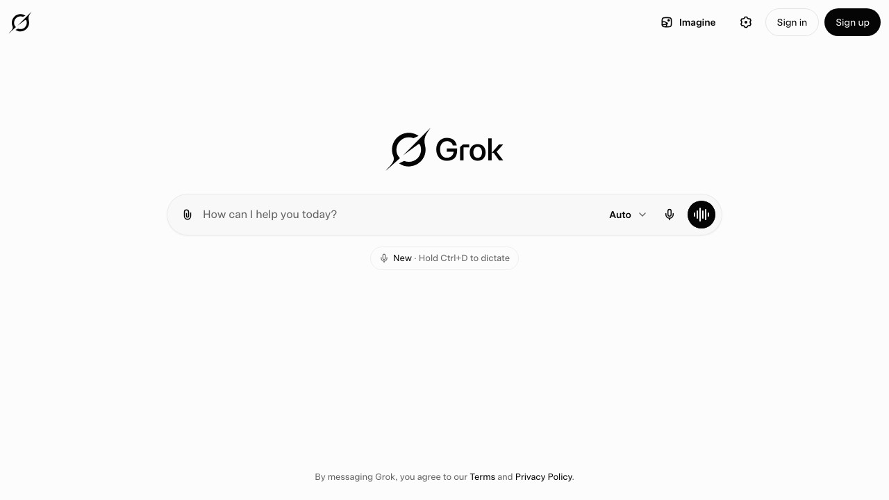 Grok AI by xAI homepage